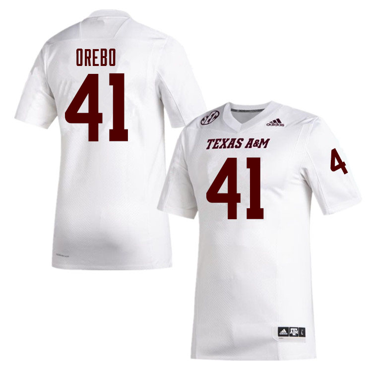 Men #41 R.J. Orebo Texas A&M Aggies College Football Jerseys Sale-White